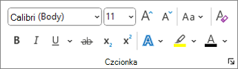 grupa Czcionka Word