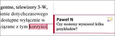 Wyróżniony komentarz na marginesie