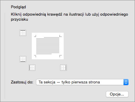 Pole Podgląd w oknie dialogowym Obramowanie i cieniowanie