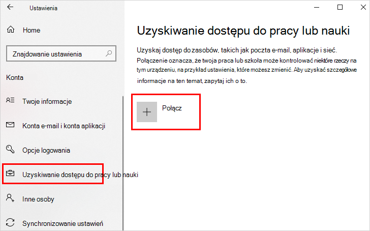 Uzyskiwanie dostępu do linków służbowych lub szkolnych i łączenie się