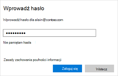 Ekran Wprowadź hasło
