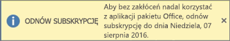 Przedstawia transparent Odnów subskrypcję i przycisk Kup