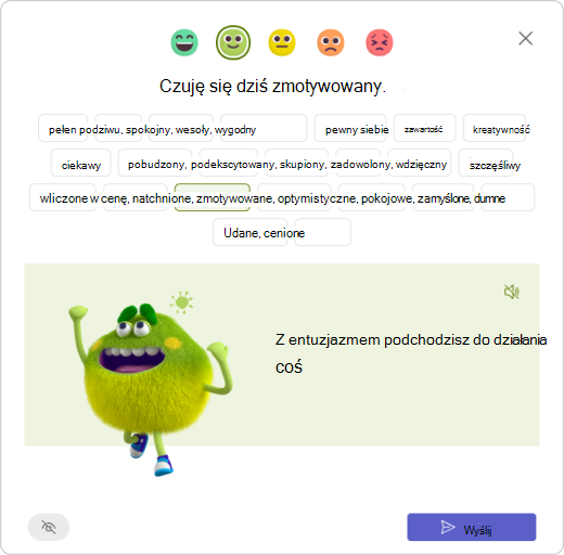 Odpowiadanie na meldunki — wybierz potwora uczuć