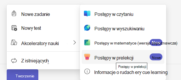 Zrzut ekranu przedstawiający Postępy w prelekcji.