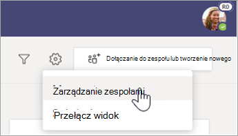 Wybierz pozycję Zarządzaj zespołami.