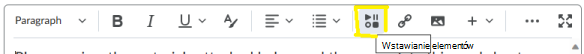 Osadź plik usługi OneDrive w Edytorze Brightspace za pomocą przycisku Wstaw rzeczy.