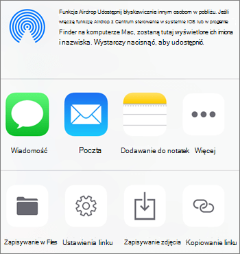 Zrzut ekranu przedstawiający przycisk Zapisz zdjęcie w aplikacji OneDrive w systemie iOS