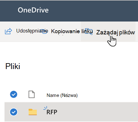 Zażądaj interfejsu użytkownika plików
