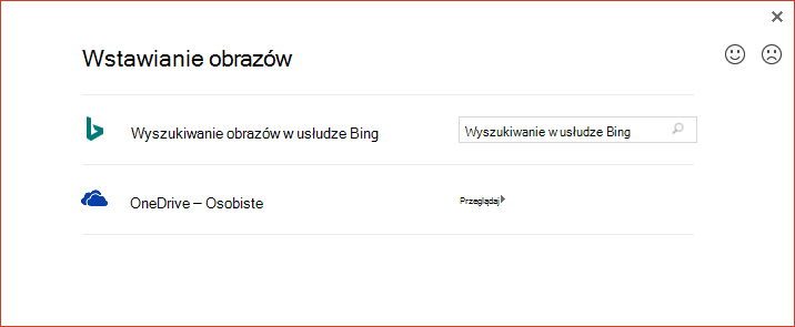 Opcja Usługi OneDrive w oknie dialogowym Wstawianie obrazów online nie działa już zgodnie z oczekiwaniami