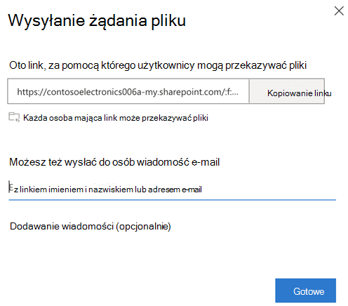 Interfejs użytkownika wysyłania żądania pliku
