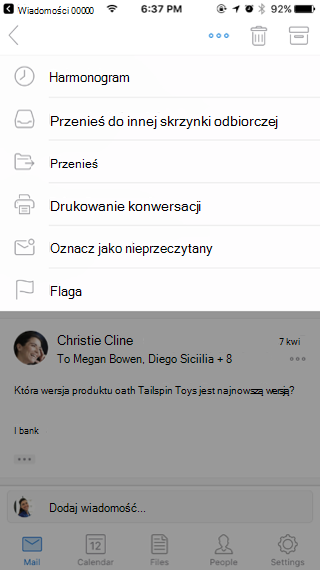 Postępowanie z wiadomością