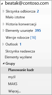 Wybierz grupę na lewym pasku nawigacyjnym