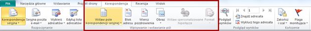 Wstawianie pól korespondencji seryjnej