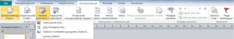 Wybieranie adresatów z wstążki