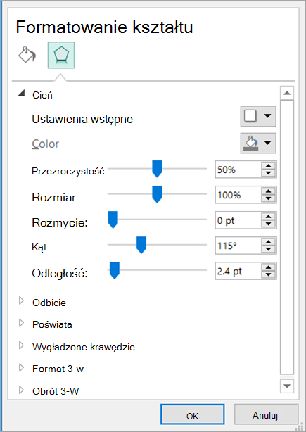 Okno dialogowe Formatowane kształtu