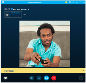 Tak wygląda na komputerze rozmowa telefoniczna przez telefon podłączony do centrali PBX lub inna rozmowa telefoniczna w Skypie dla firm.