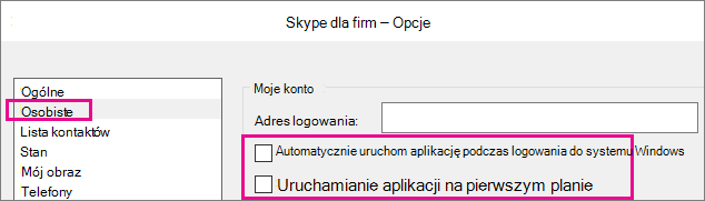 Wybierz pozycję Osobiste, a następnie usuń zaznaczenie opcji umożliwiających automatyczne uruchamianie.
