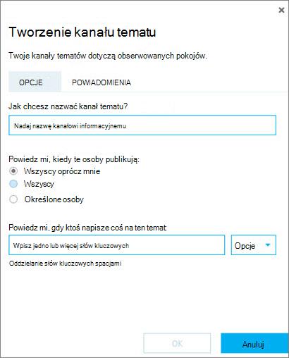 Tworzenie formularza kanału tematu