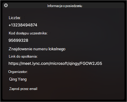 Zapraszanie użytkowników na spotkanie za pośrednictwem poczty e-mail