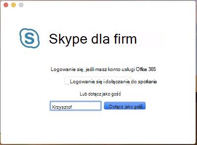 Dołączanie do spotkania jako gość