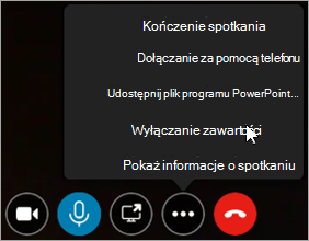 Przykład wyłączania lub włączania zawartości spotkania