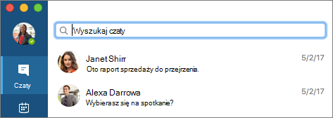 Wyszukiwanie kontaktów z poziomu karty Czaty