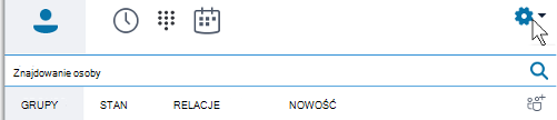 Opcje menu głównego programu Skype dla firm