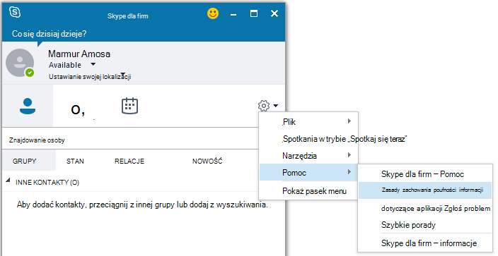 Wybierz pozycję Zgłoś problem