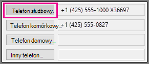 Służbowy numer telefonu jest wyszarzony.