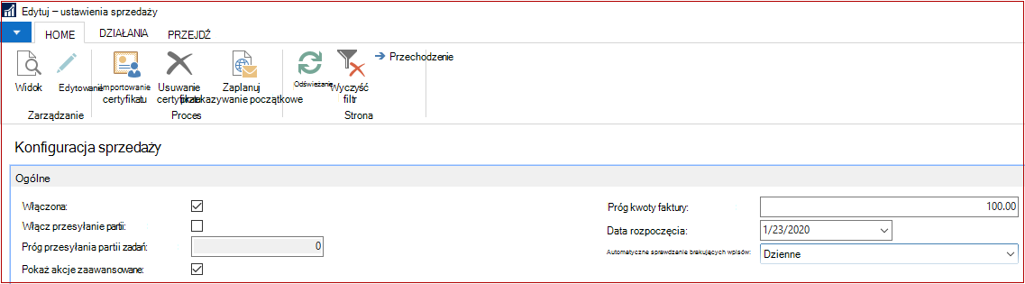 Edytuj konfigurację SII