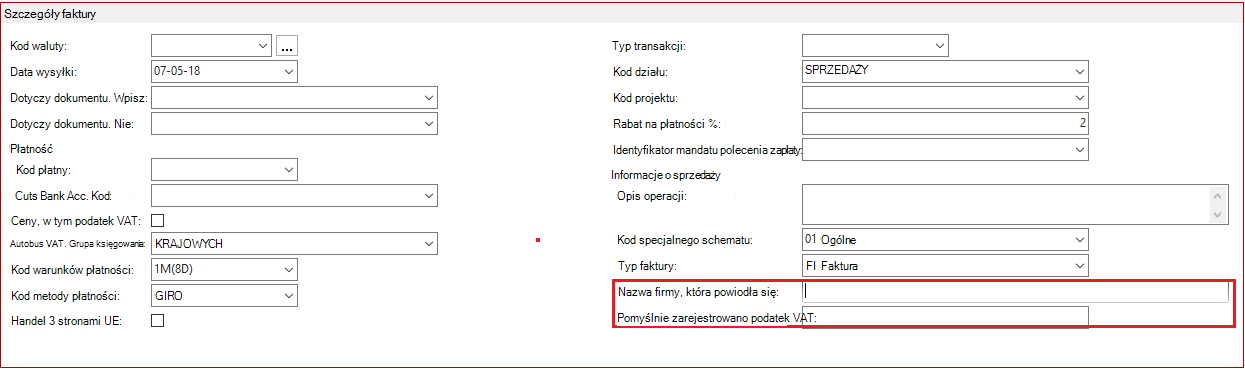 Szczegóły faktury