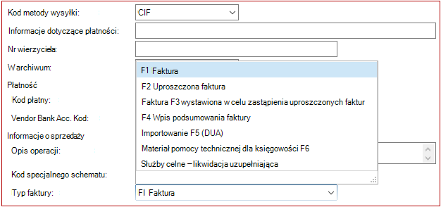 Nowy typ faktury zakupu Likwidacja celna