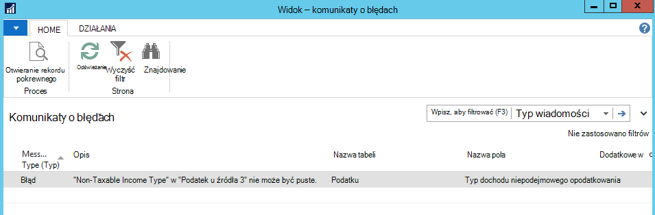 Zrzut ekranu przedstawiający funkcję Otwórz rekord pokrewny