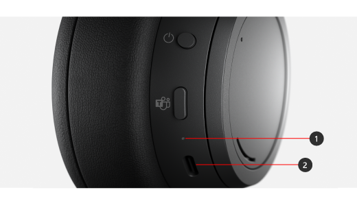 Dioda LED i port USB-C w słuchawkach Surface Headphones