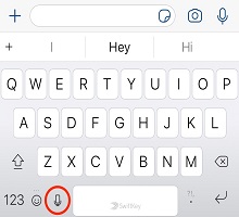 Ikona wpisywania głosowego w systemie ios