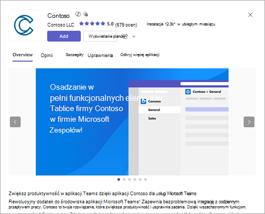 Zrzut ekranu przedstawiający okno otwierane po wybraniu aplikacji.