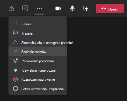 Przycisk scalania połączeń w menu