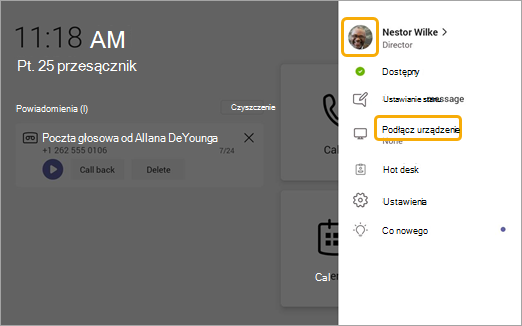 Opcja Podłącz urządzenie