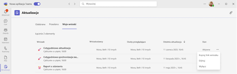 Obraz przedstawiający zarządzanie prośbami o aktualizację