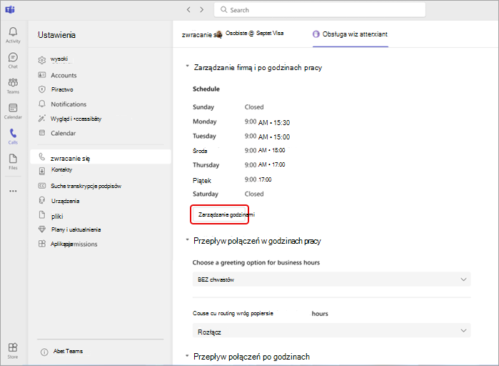 Zrzut ekranu przedstawiający sposób zarządzania godzinami pracy