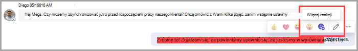Wybierz więcej reakcji, aby dodać emoji do domyślnych reakcji.