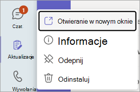 Otwieranie aktualizacji w nowym oknie