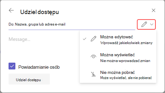 Obraz z wyróżnioną ikoną edycji umożliwiającą zarządzanie dostępem do nagrania.
