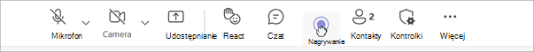Zrzut ekranu przedstawiający kontrolki przeciągania i upuszczania w trakcie spotkania.