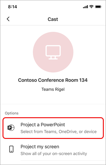 Tap Project a PowerPoint