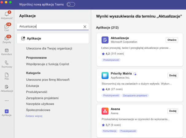 Obraz przedstawiający aplikację Aktualizacje