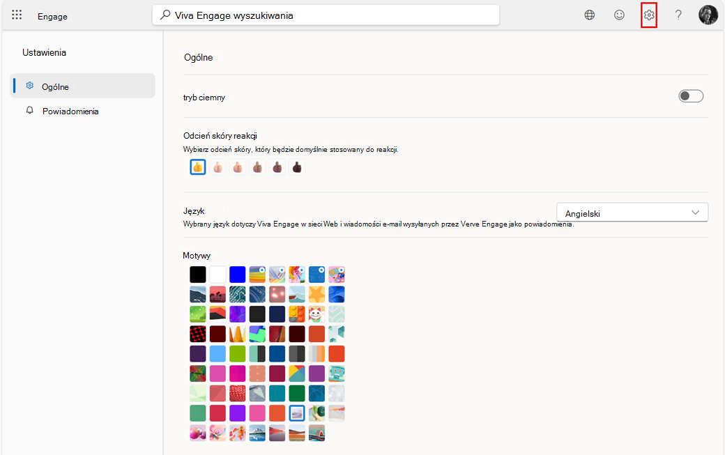 Zrzut ekranu przedstawiający menu ustawień w aplikacji internetowej.