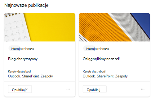 Zrzut ekranu przedstawiający przykład ostatnich wersji roboczych publikacji na stronie przeglądu.