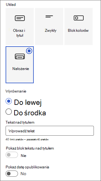 Zrzut ekranu przedstawiający okienko dostosowywania obszaru tytułu.