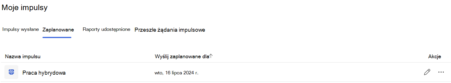Zaplanowane pojedyncze żądanie pracy hybrydowej w aplikacji Pulse